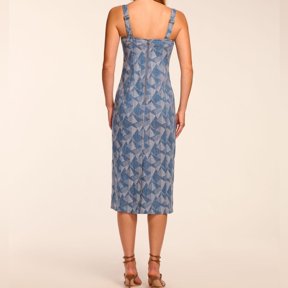 RAMY BROOK Marine Printed Denim Sleeveless Midi Dress Color Geo Denim Size 2 NWT - Picture 14 of 14